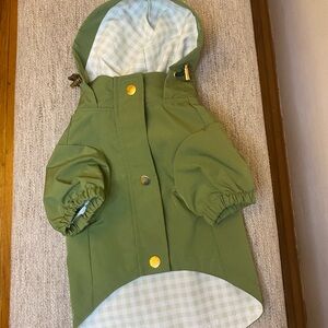 Dog Raincoat Sage Green Checks Rain Water Resistant